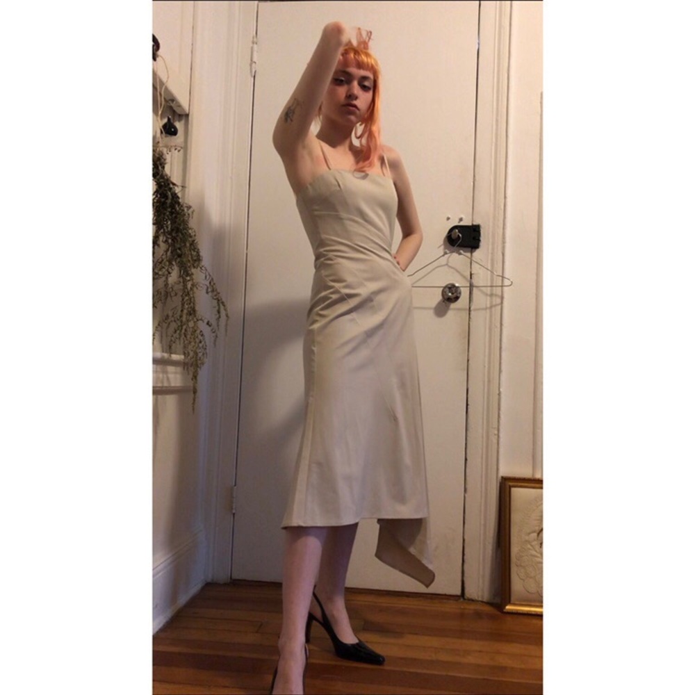 BCBG Max Azria Grey Asymmetrical Evening Dress